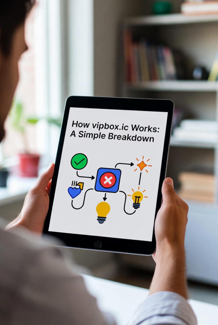 How vipbox.ic Works A Simple Breakdown A diagram showing how a streaming aggregation website collects links and directs a user to an external video source.