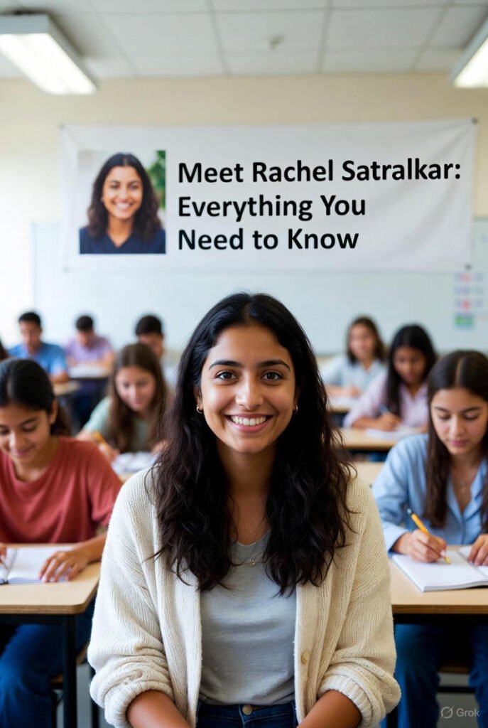 Portrait of Rachel Satralkar smiling in a classroom setting