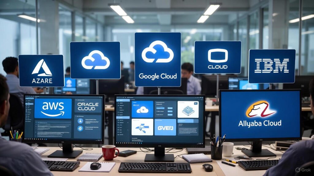 Comparative analysis chart of major cloud providers showing market position and specialization areas