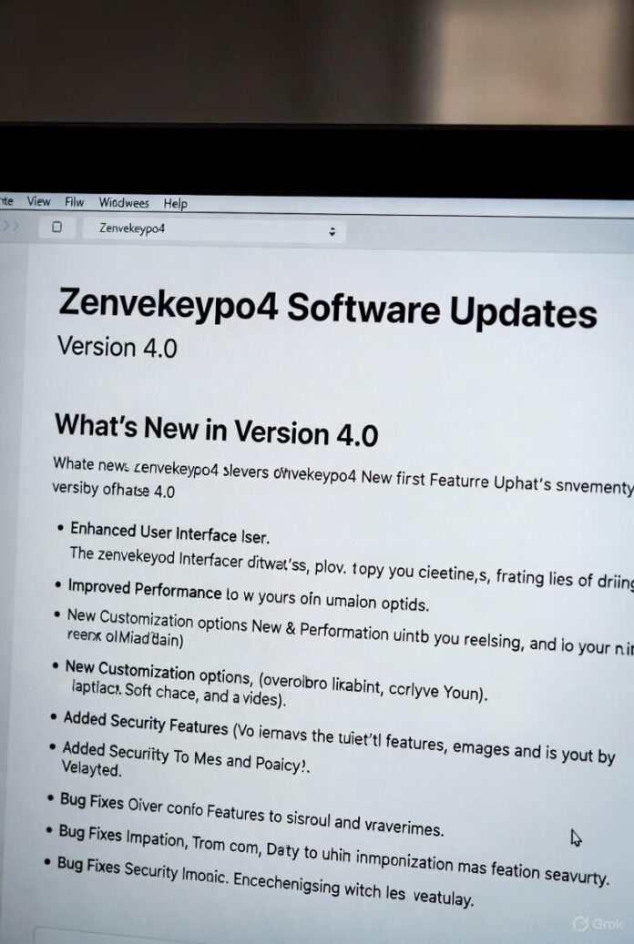 Zenvekeypo4 Software Updates What's New in Version 4.0 Zenvekeypo4 Version 4.0 software dashboard showing new analytics graphs and dark mode interface.