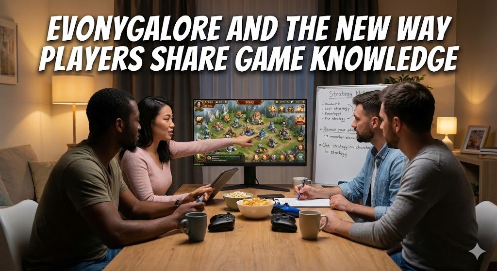 Screenshot comparison showing a cluttered game forum next to the clean, structured interface of the Evonygalore knowledge hub.