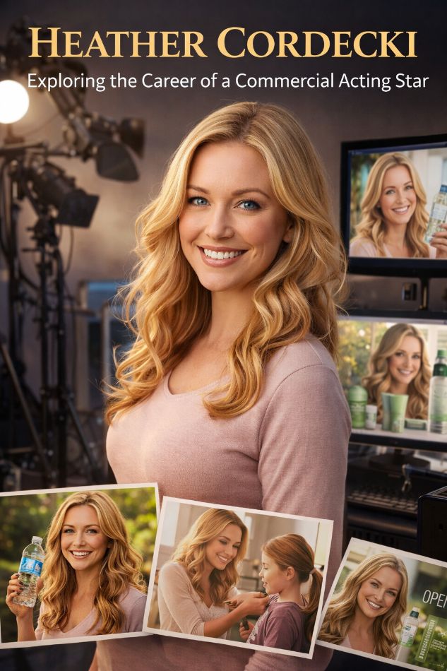 Heather Cordecki Exploring the Career of a Commercial Acting Star Heather Cordecki in a commercial; Heather Cordecki smiling in ad; Portrait of actress Heather Cordecki.